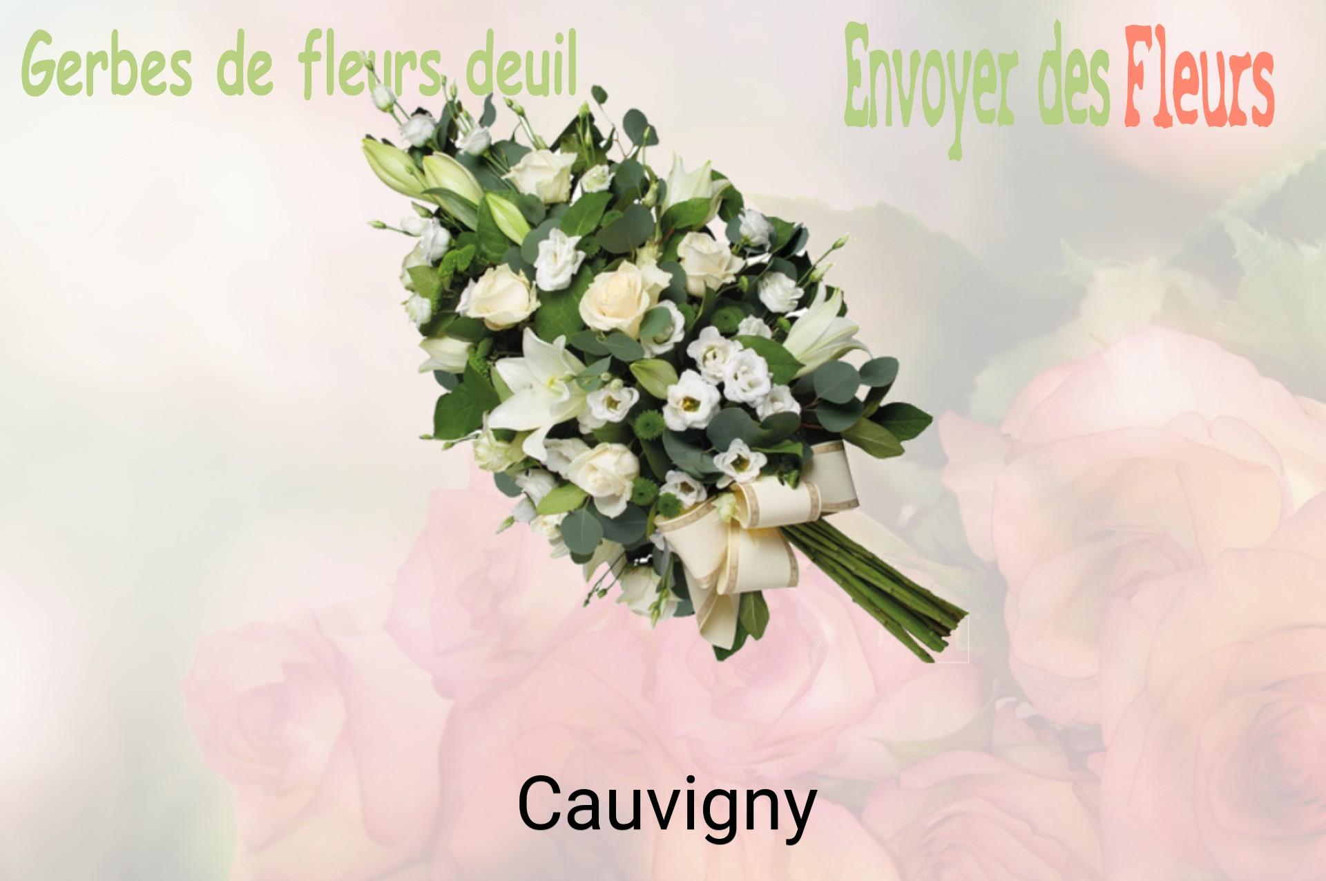 Gerbe de fleurs de deuil livrée à Cauvigny